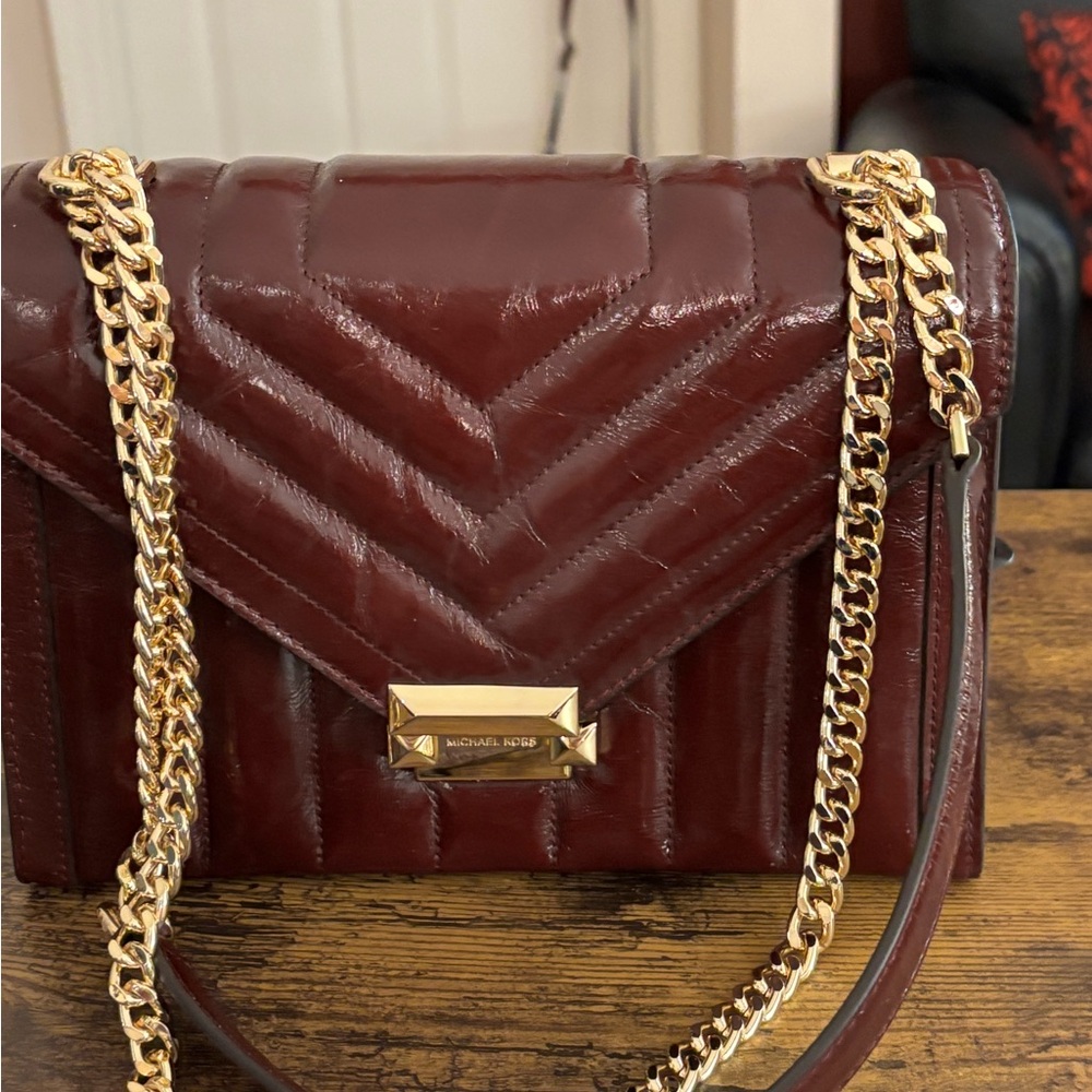 Michael Kors Deep Burgundy Leather Whitney Handbag. New with tags